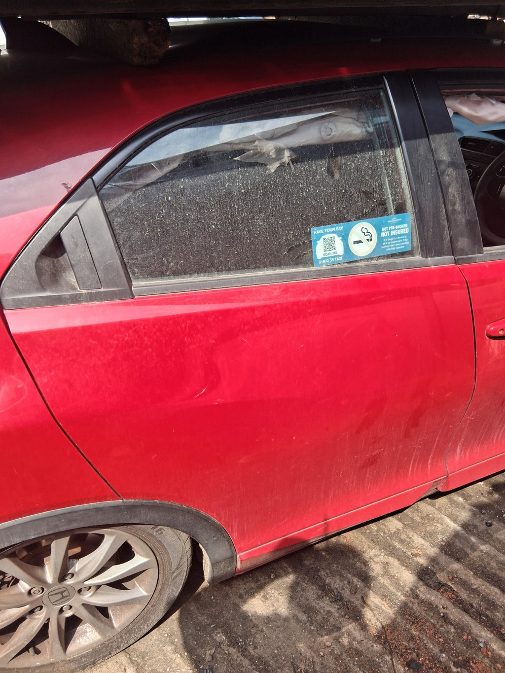 2016 HONDA CIVIC MK9 HATCHBACK OSR DRIVER SIDE REAR RIGHT BARE DOOR RED R81