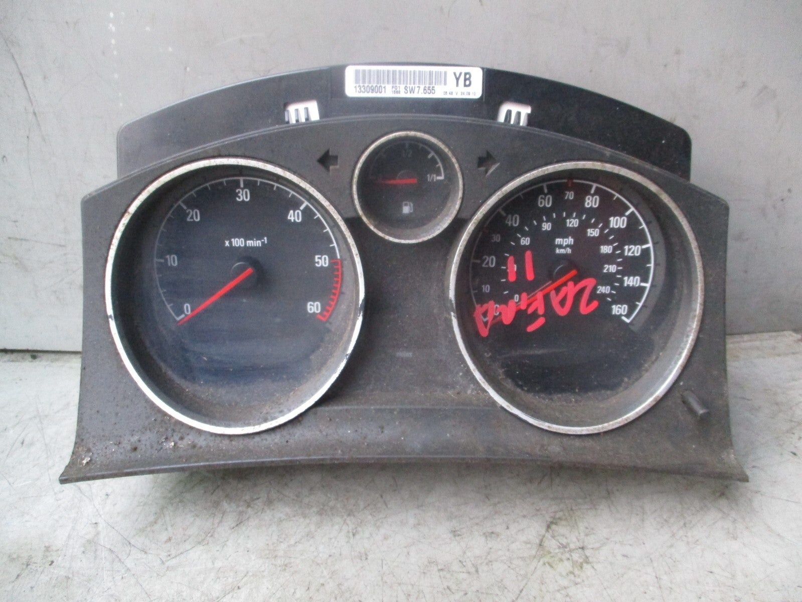 VAUXHALL ZAFIRA B 2010 1.7 DIESEL SPEEDOMETER INSTRUMENT CLUSTER 13309001