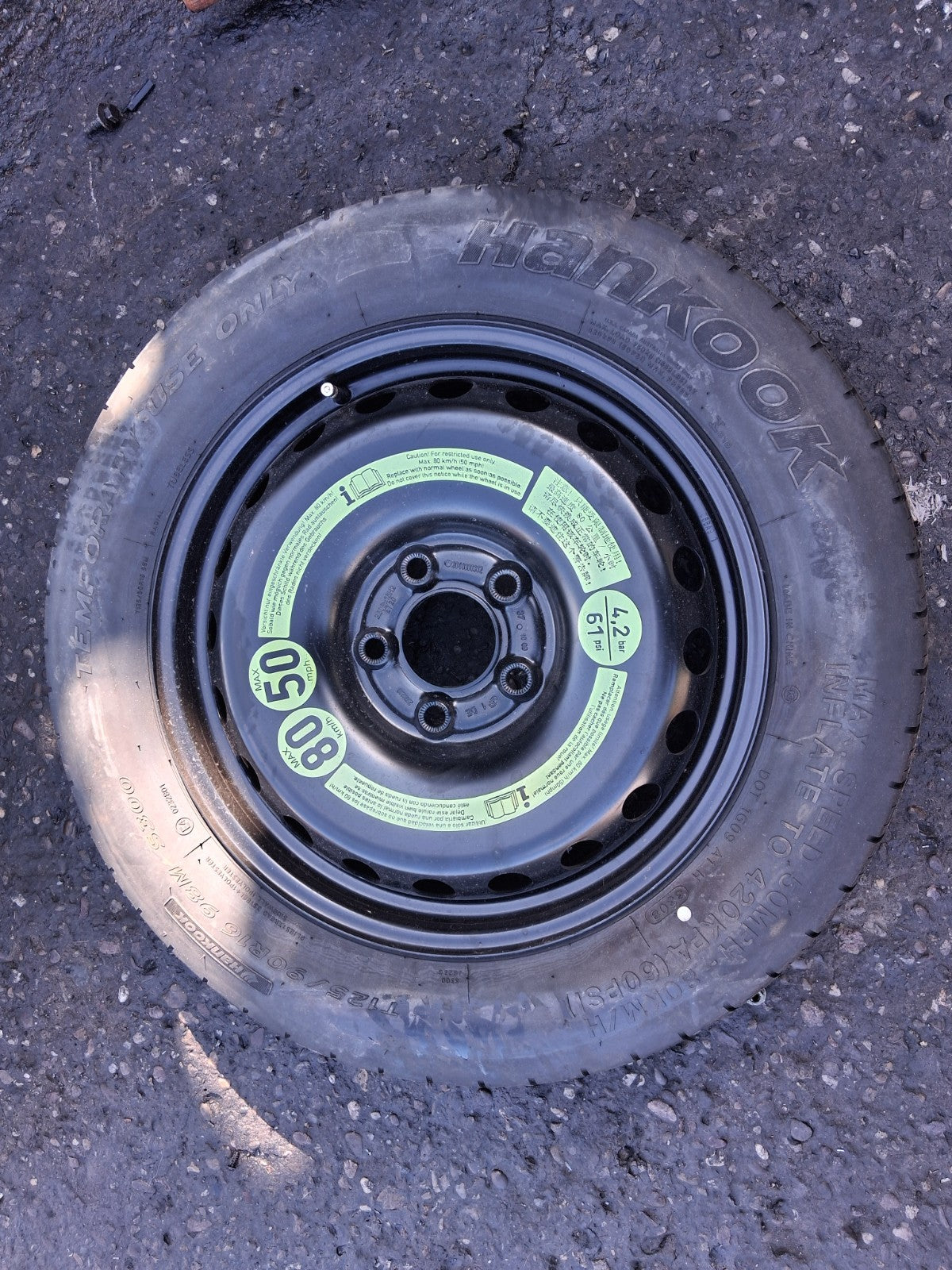 2008 MERCEDES BENZ C CLASS W204 16 INCH SPACESAVER WHEEL WITH TYRE T125/90R16