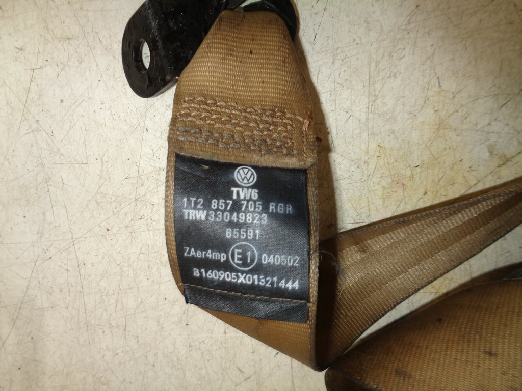 VW VOLKSWAGEN MK1 TOURAN NSF PASSENGER SIDE FRONT BEIGE SEAT BELT 1T2857705