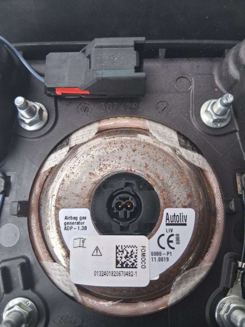 2019 FORD GALAXY STEERING WHEEL AIRBAG BLACK 3074295