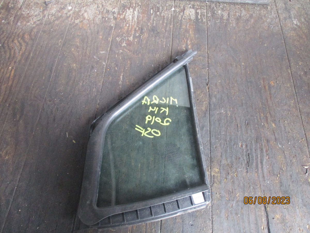NISSAN MICRA K 14 2019 OSF DRIVER SIDE FRONT QUATER WINDOW GLASS