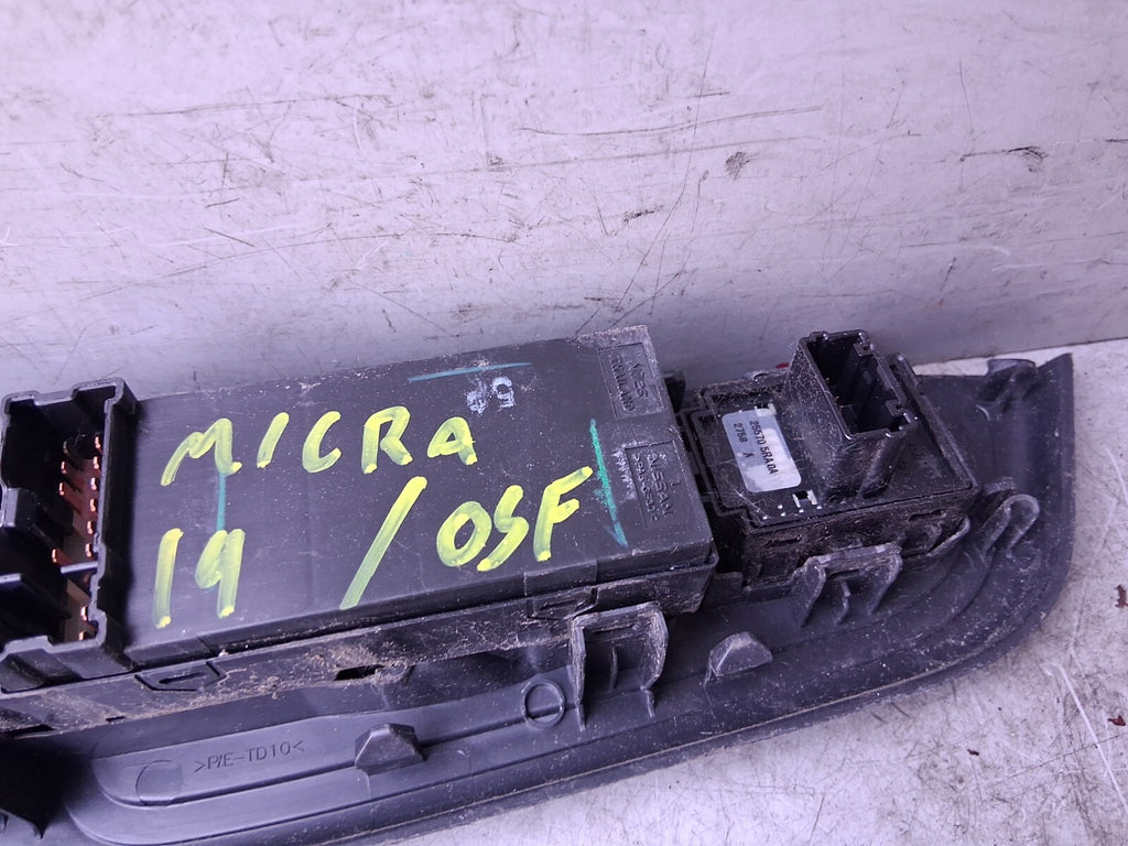 2019 NISSAN MICRA K14 OSF DRIVER SIDE RIGHT WINDOW CONTROL SWITCH 255705RA0A