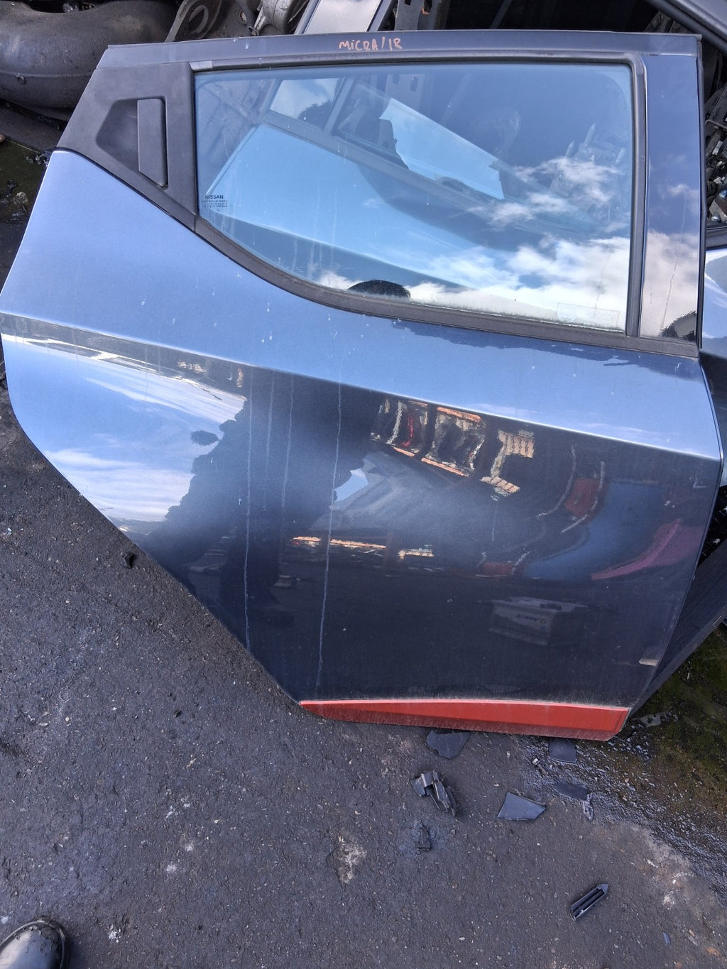 2018 NISSAN MICRA K14 OSR DRIVER SIDE REAR COMPLETE DOOR GREY TITANIUM KPN