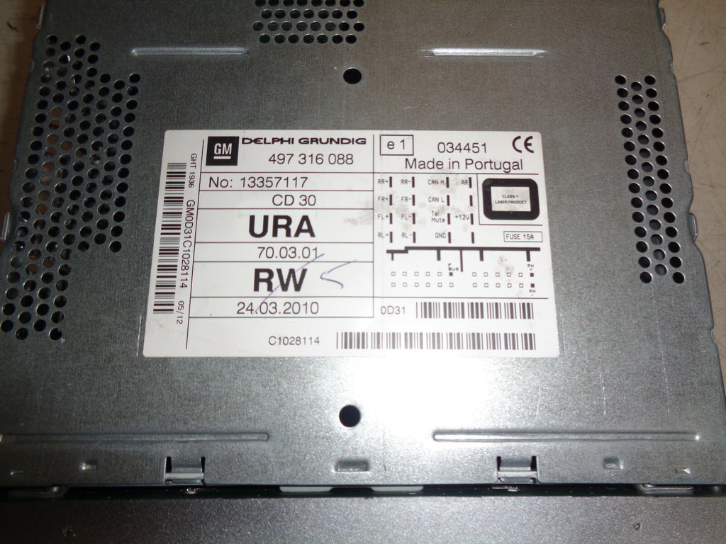 VAUXHALL ASTRA H MK5 2010 STEREO CD30 RADIO HEAD UNIT 13357117