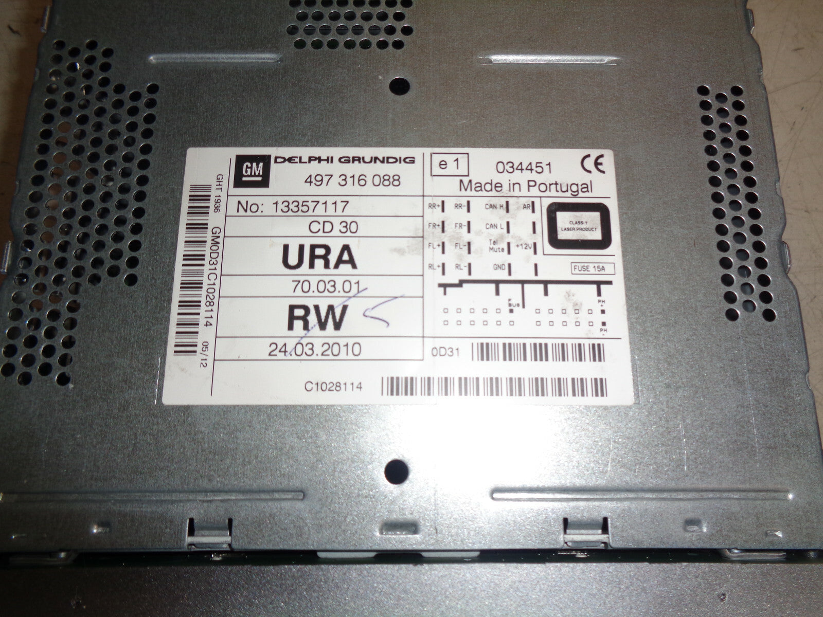 VAUXHALL ASTRA H MK5 2010 STEREO CD30 RADIO HEAD UNIT 13357117