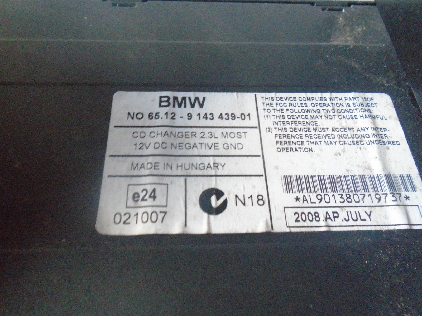 BMW 3 SERIES E90 2005-2011 DISC CD CHANGER MAGAZINE 9143439