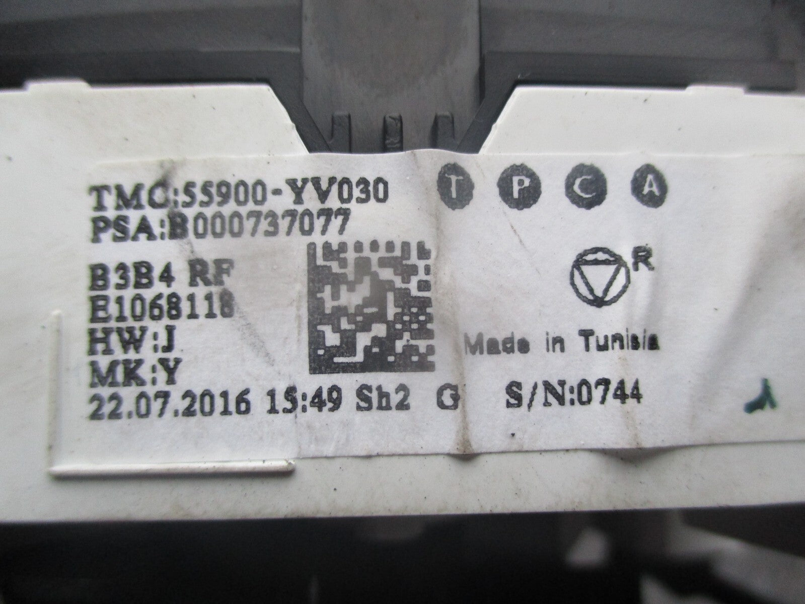 PEUGEOT 108 2016 HEATER AC CLIMATE CONTROL SWITCH PANEL 55900YV030