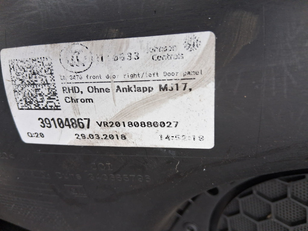 2018 VAUXHALL ZAFIRA C OSF DRIVER SIDE FRONT RIGHT DOOR CARD PANEL 1902754