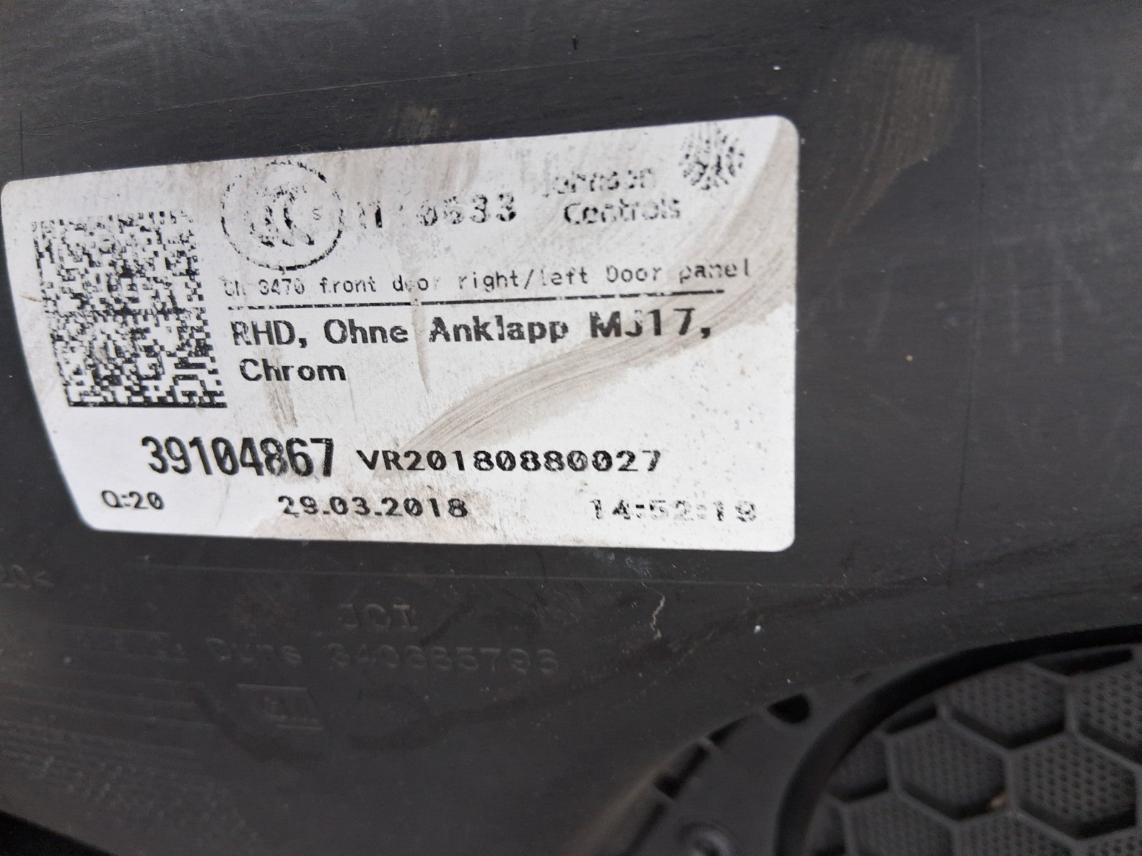 2018 VAUXHALL ZAFIRA C OSF DRIVER SIDE FRONT RIGHT DOOR CARD PANEL 1902754