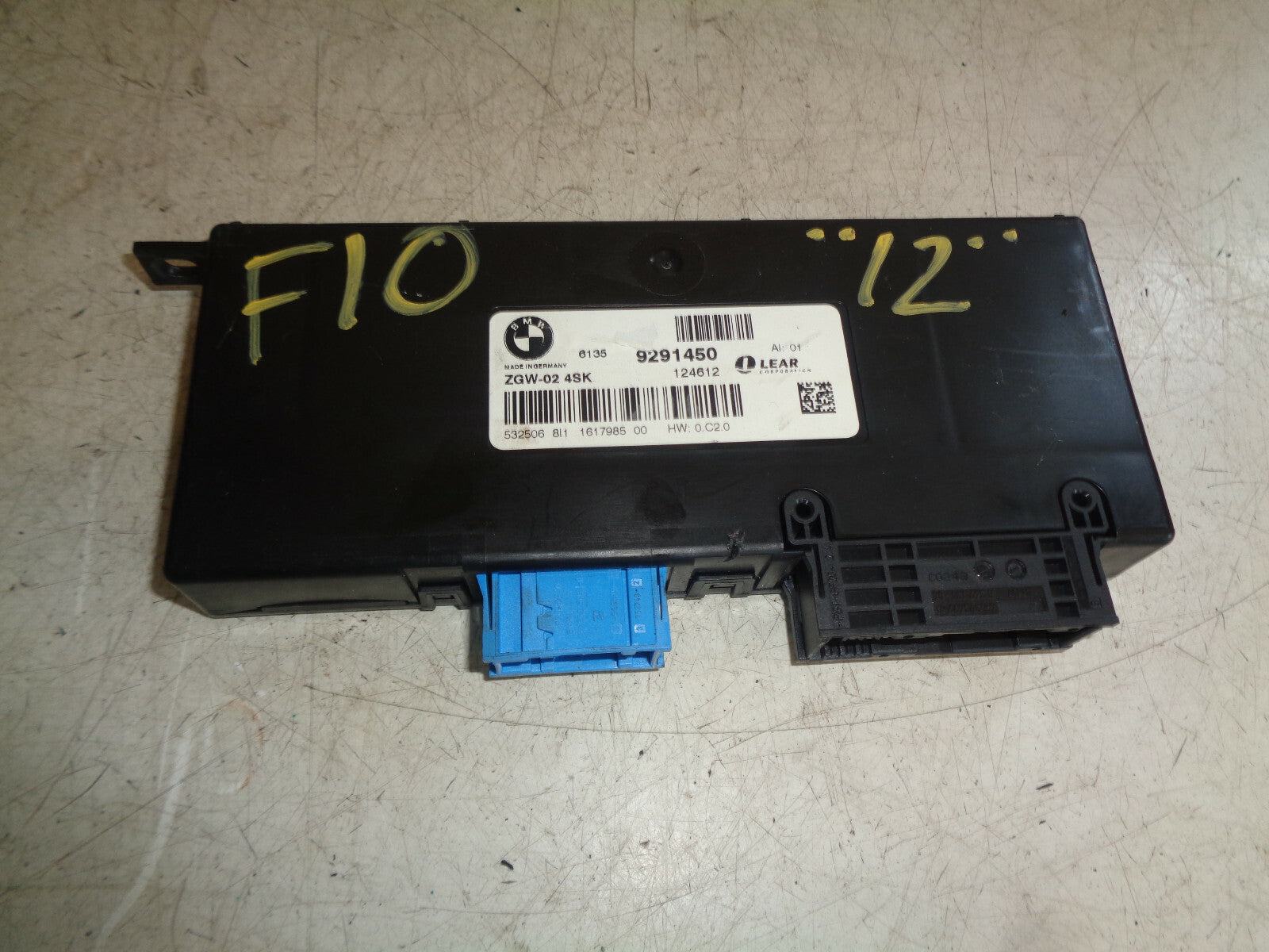 BMW 5 SERIES F10 2012 CENTRAL GATEWAY CONTROL MODULE 9291450