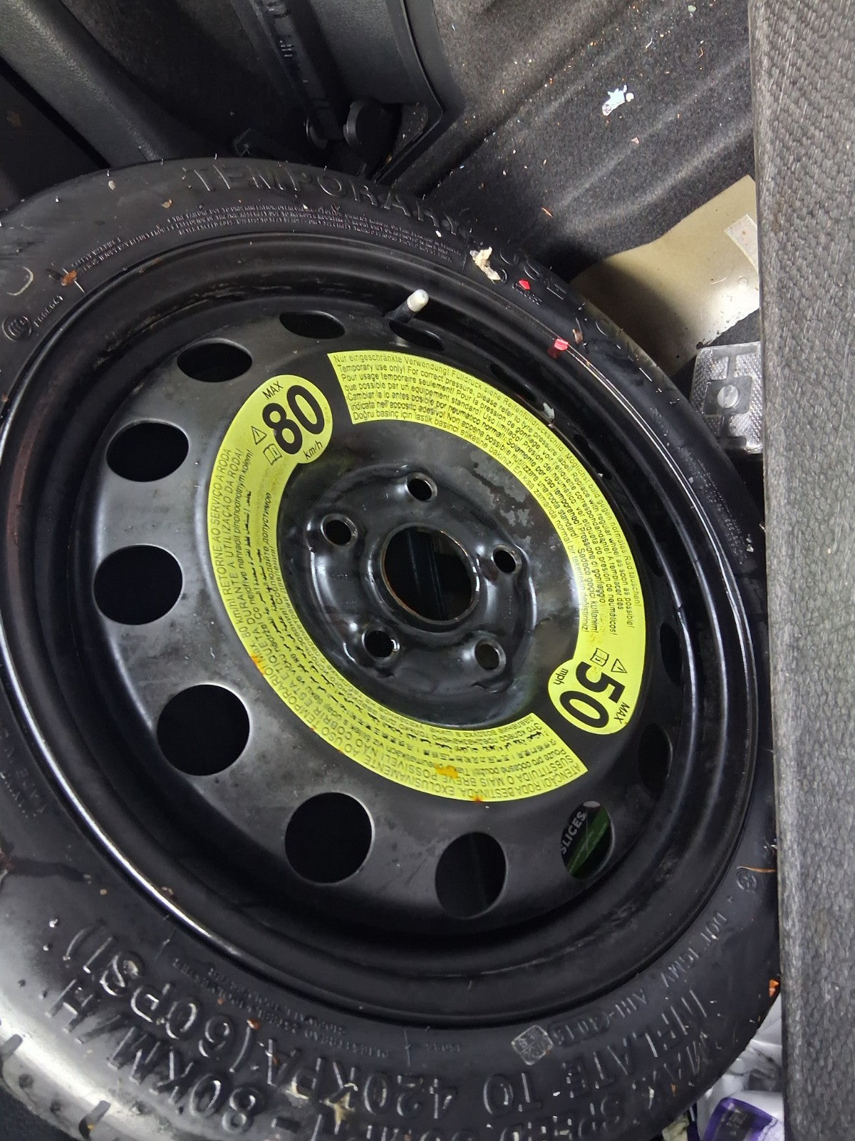 2016 VOLKSWAGEN GOLF MK7 SPARE WHEEL SPACE SAVER WHEEL WITH TYRE T125/70R16