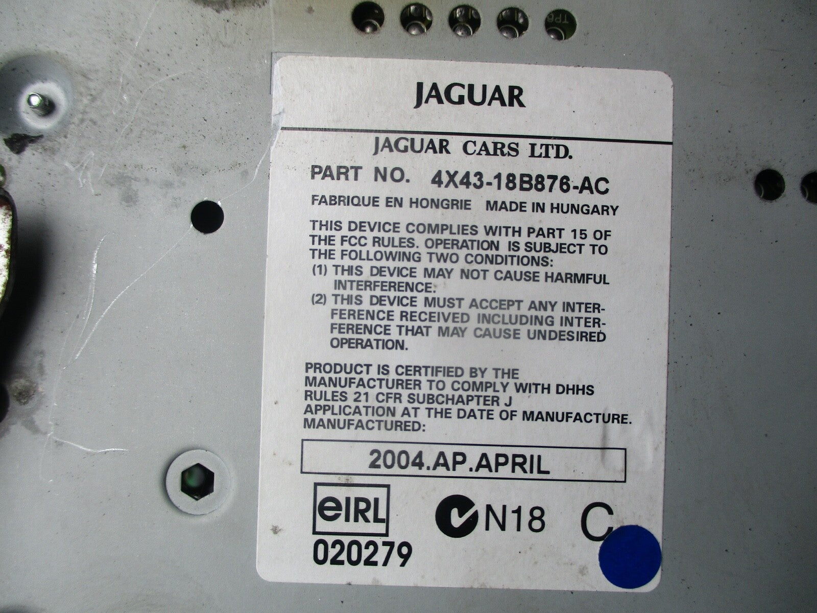 JAGUAR S TYPE 2003 HEATER CLIMATE CASSETTE PLAYER HEAD UNIT 4X4R 18B876 AC