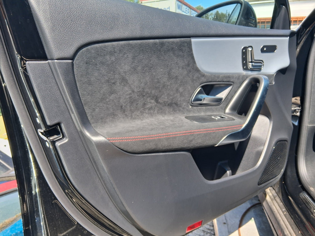 2023 MERCEDES BENZ A CLASS W177 NSF PASSENGER FRONT DOOR CARD PANEL RED STITCH