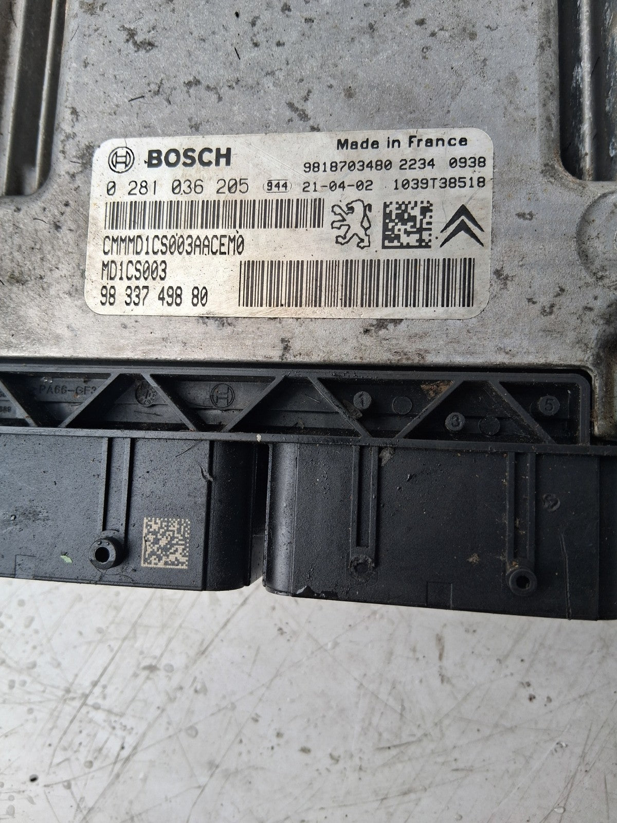 2021 CITROEN BERLINGO MK3 1.5 DIESEL ECU ENGINE CONTROL MODULE UNIT 9833749880