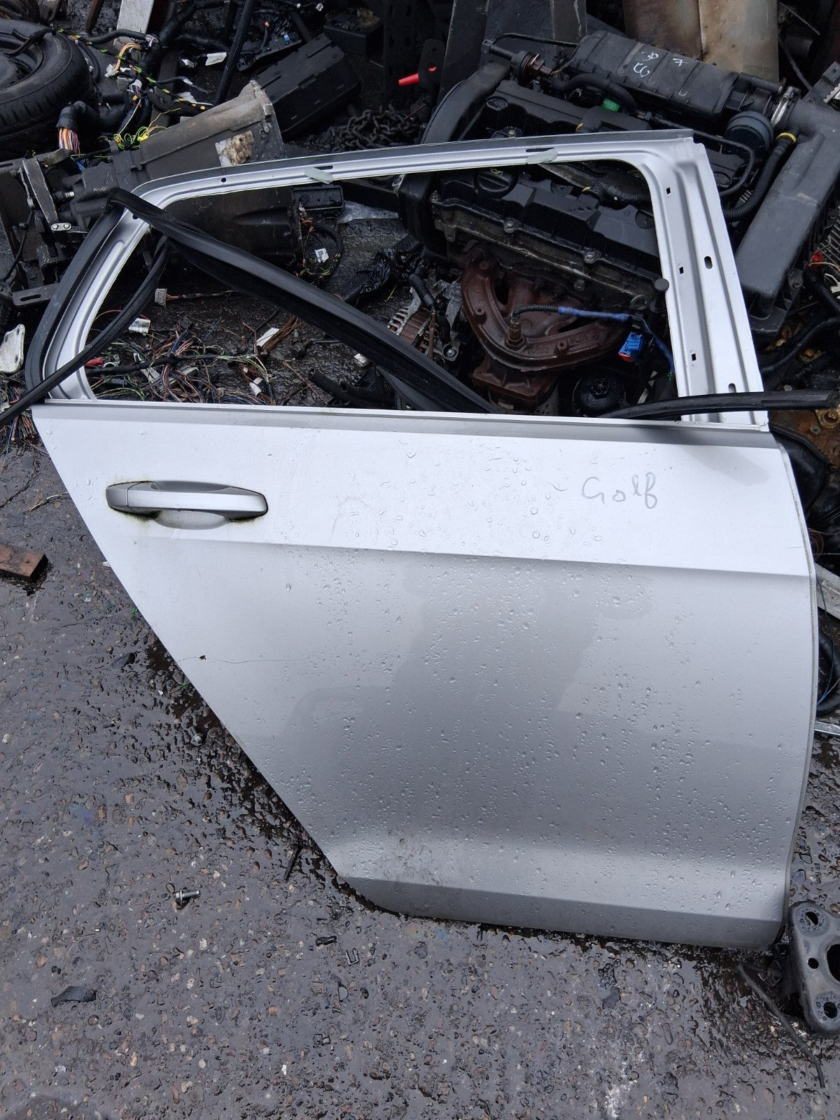 2014 VW VOLKSWAGEN GOLF MK7 OSR DRIVER SIDE REAR RIGHT BARE DOOR SILVER
