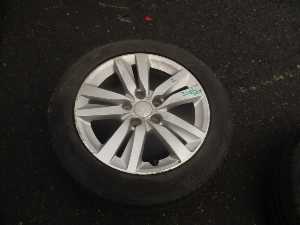 2014 PEUGEOT 308 MK2 16 INCH ALLOY WHEEL WITH TYRE 205/55R16 REF 1