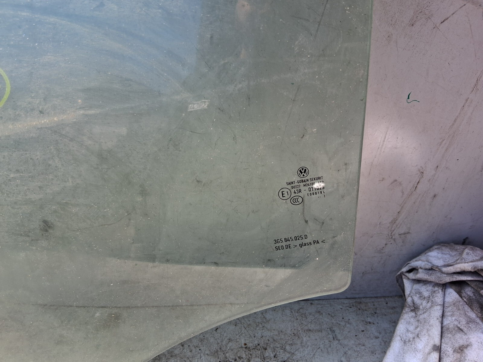 VOLKSWAGEN PASSAT B8 2019 NSR PASSENGER SIDE REAR LEFT WINDOW GLASS 3G5845025
