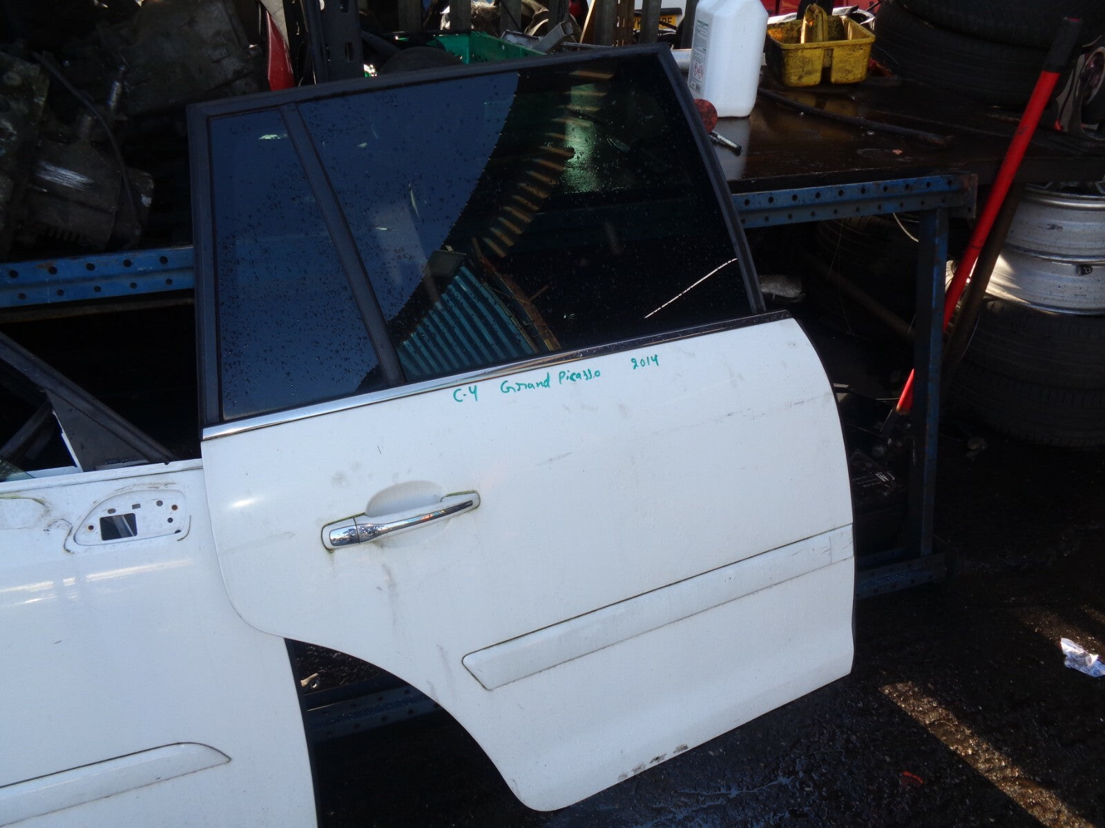CITROEN C4 GRAND PICASSO 2014 OSR DRIVER SIDE REAR COMPLETE DOOR WHITE