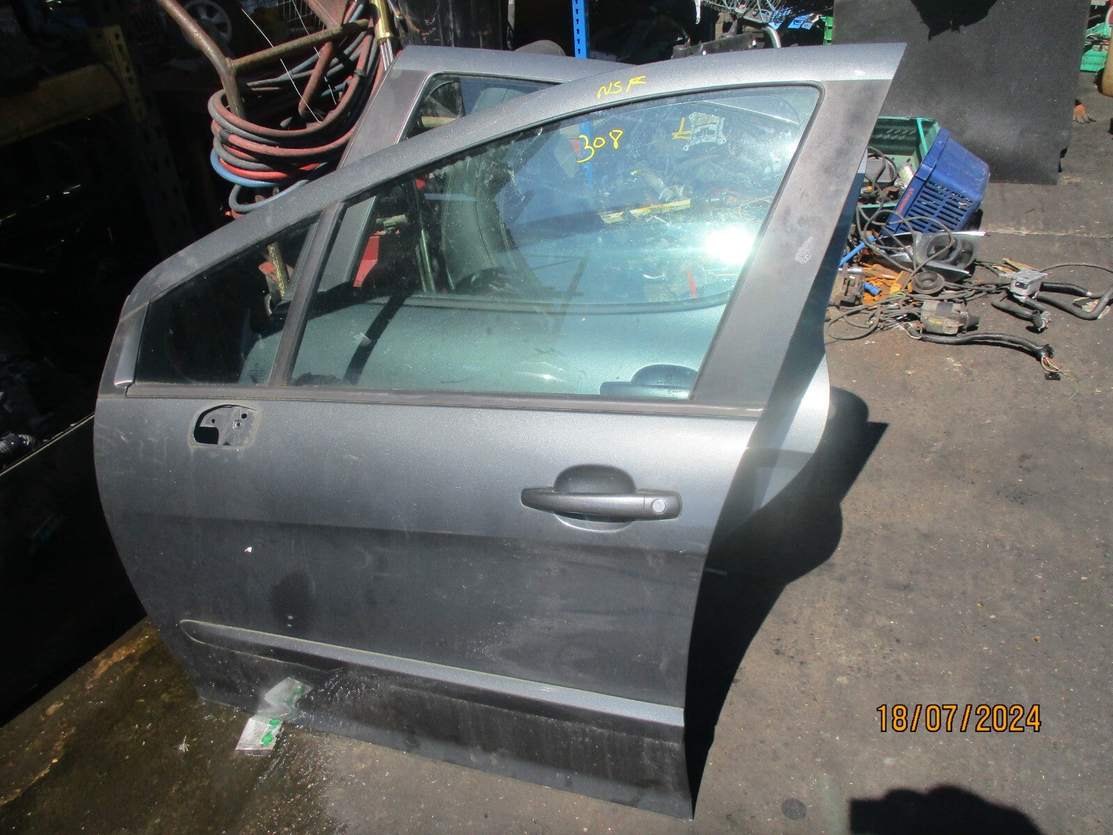 2009 PEUGEOT 308 MK1 NSF PASSENGER SIDE FRONT DOOR COMPLETE SHARK GREY KTP