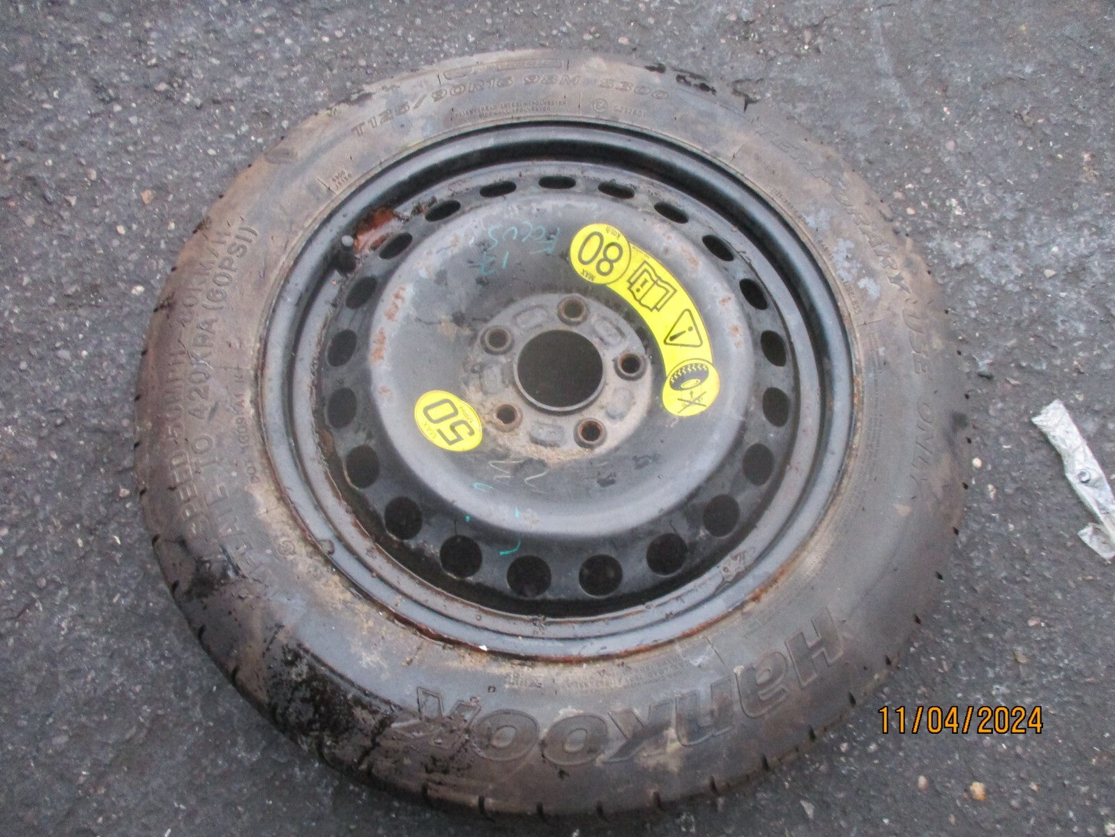 FORD FOCUS MK3 2017 16 INCH SPACESAVER WHEEL WITH TYRE T125/90R16