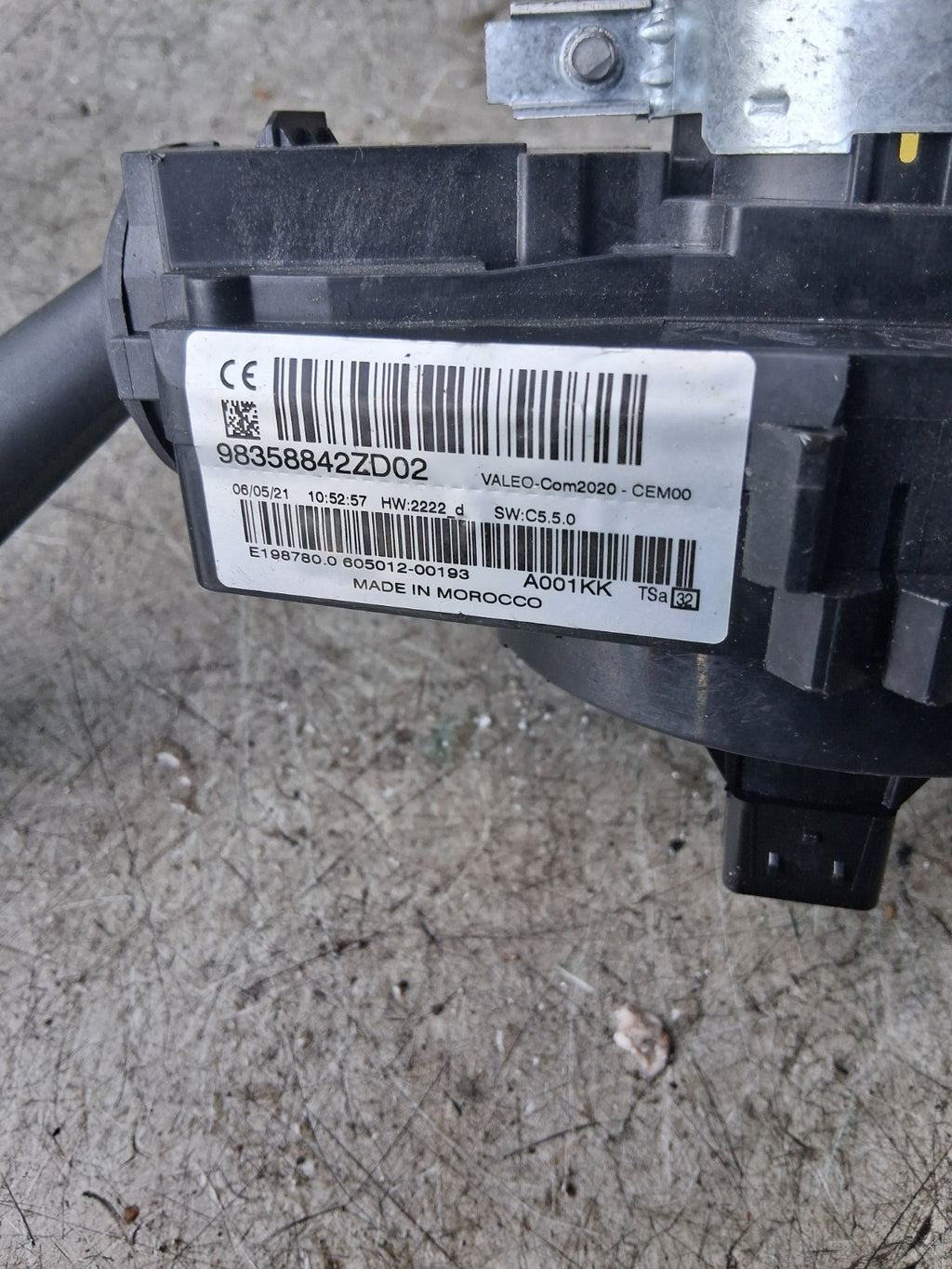 2020 CITROEN C4 MK3 WIPER INDICATOR SWITCH STALK SQUIB RING 98358842ZD02