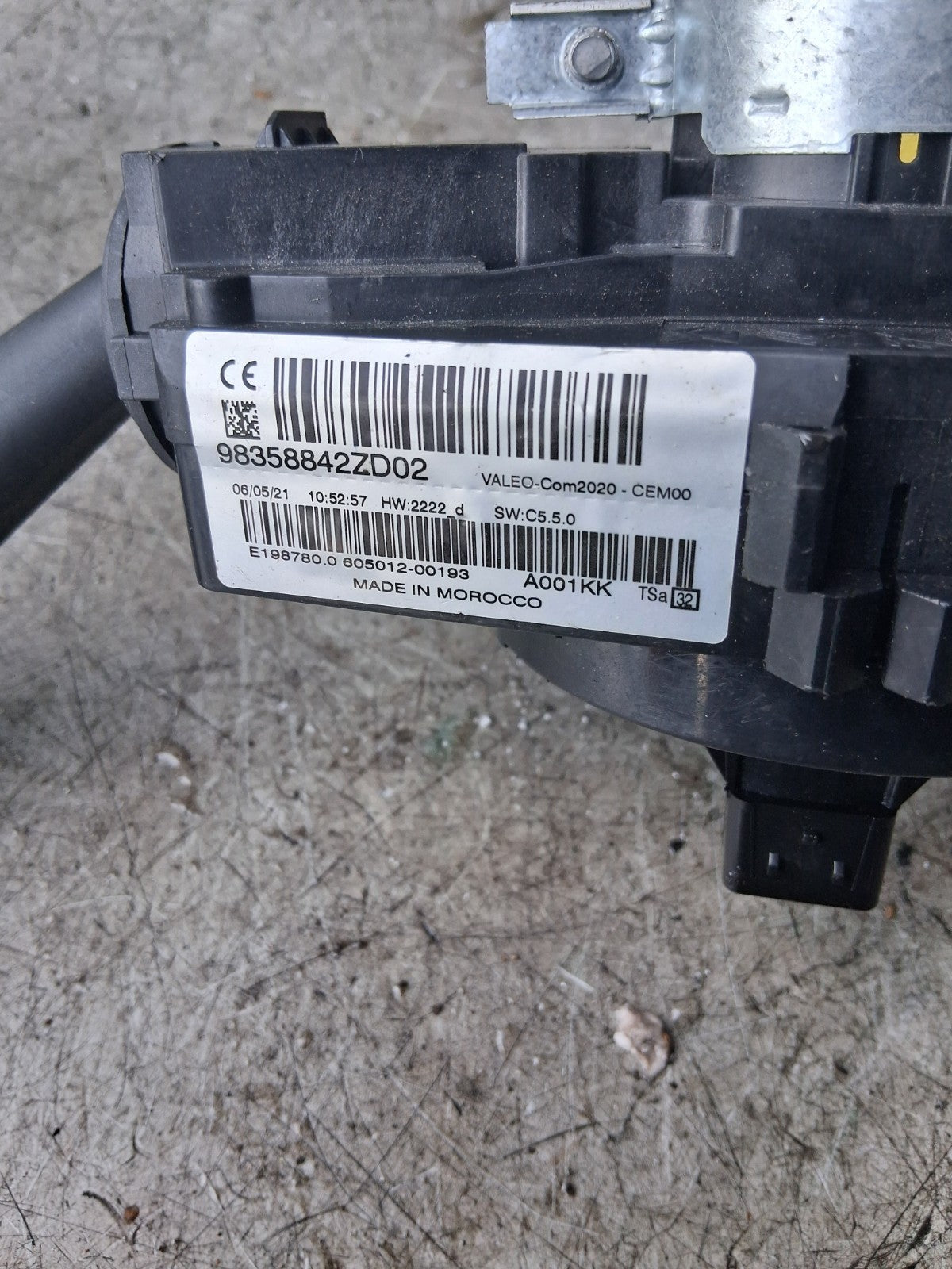 2020 CITROEN C4 MK3 WIPER INDICATOR SWITCH STALK SQUIB RING 98358842ZD02