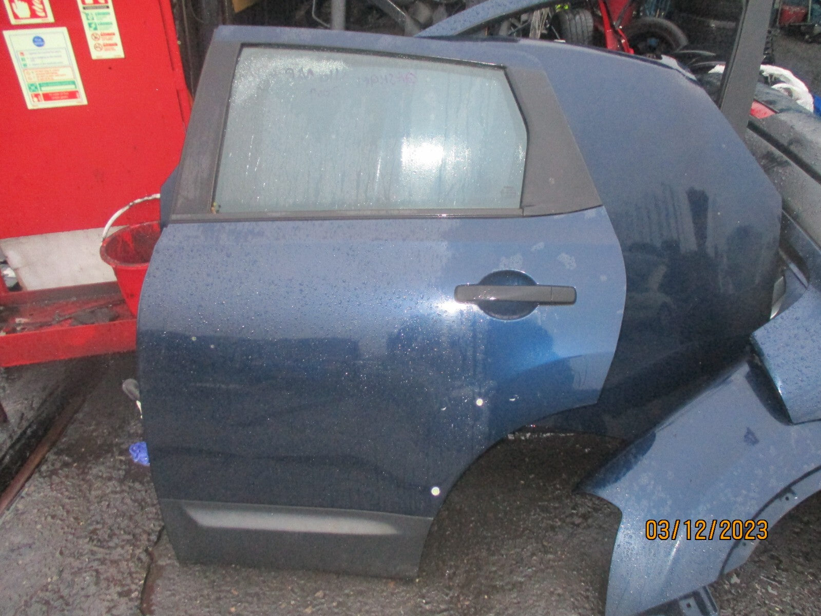 2009 NISSAN QASHQAI J10 NSR PASSENGER SIDE REAR DOOR COMPLETE BLUE BW9
