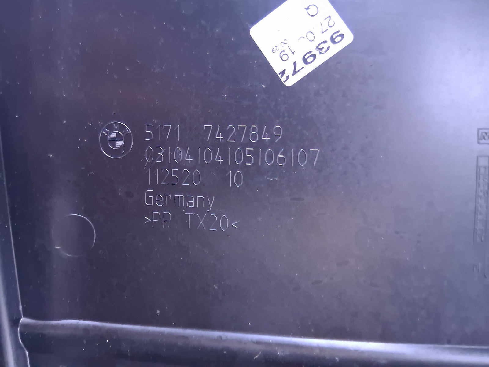 BMW 3 SERIES G20 2019 OS DRIVER SIDE FRONT ENGINE BAY TRIM 7427849