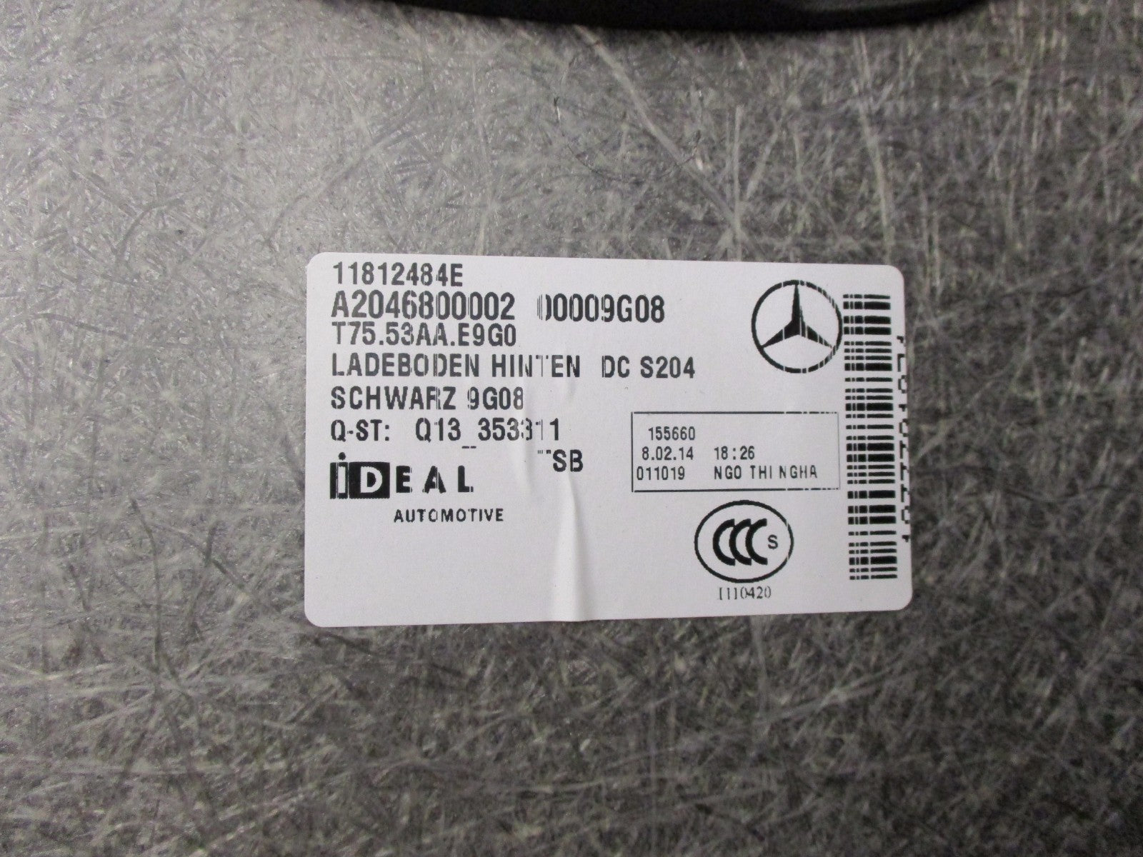 MERCEDES C CLASS S204 2013 C220 REAR BOOT CARPET FLOOR HARD BOARD A2046800002