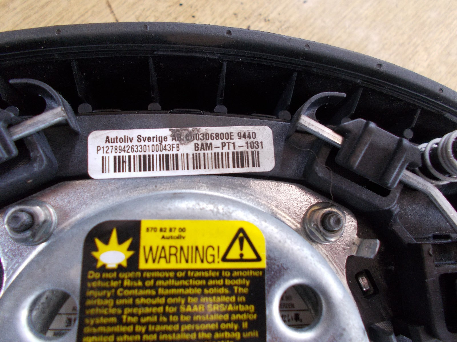 1993 SAAB AERO 2.0T DRIVER STEERING WHEEL AIRBAG BAM PT1 1031