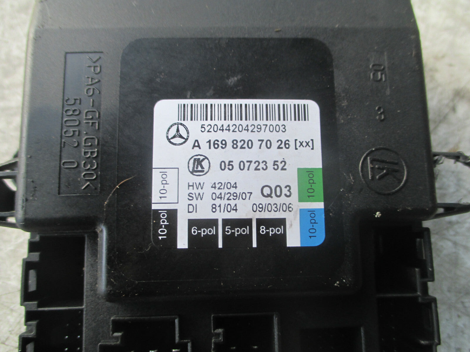 MERCEDES BENZ A CLASS W169 2006 OSF DRIVER FRONT DOOR CONTROL MODULE A1698207026