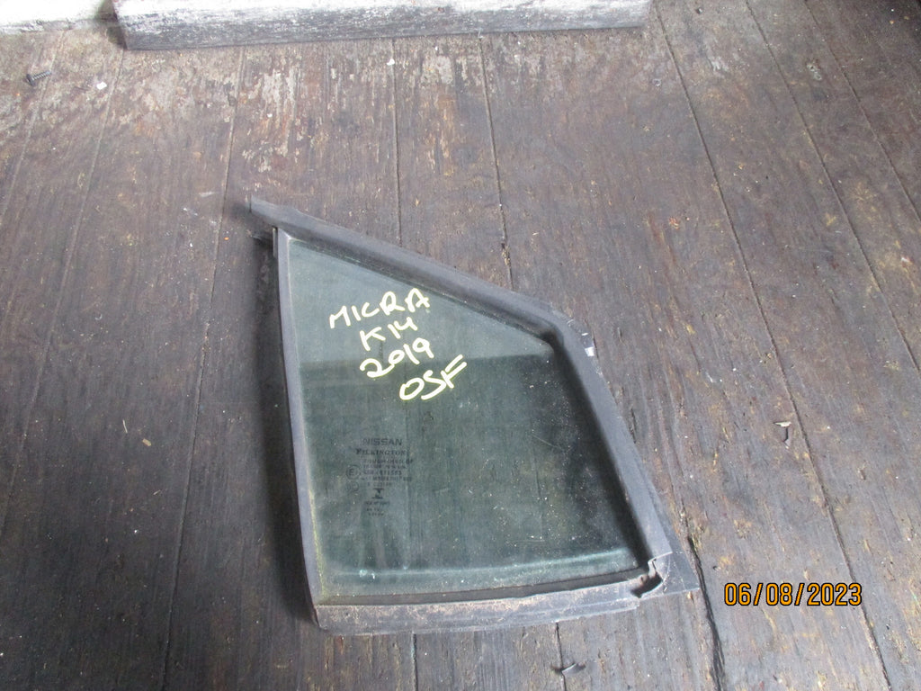 NISSAN MICRA K 14 2019 OSF DRIVER SIDE FRONT QUATER WINDOW GLASS
