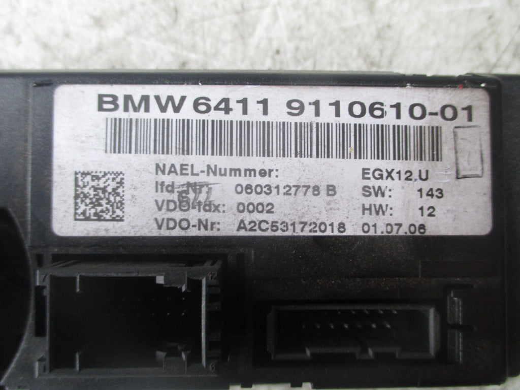 2006 BMW 1 SERIES AC AND HEATER CONTROL PANEL UNIT 64119110610
