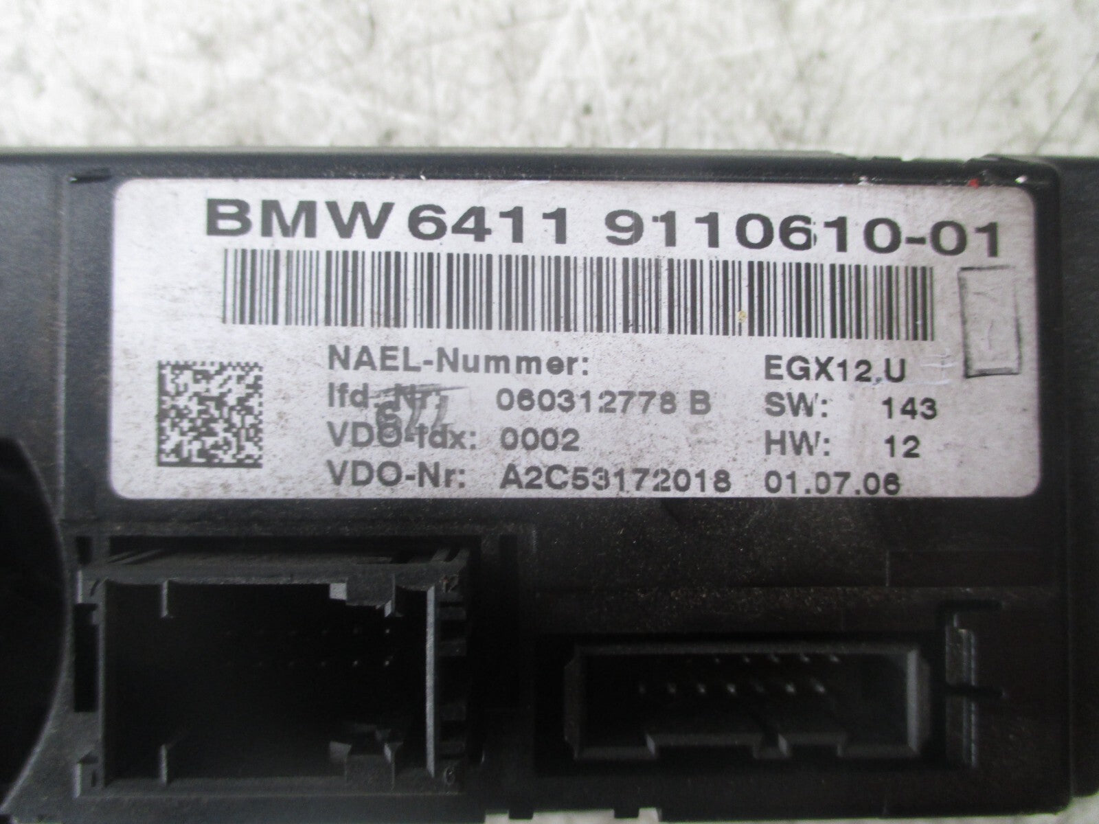2006 BMW 1 SERIES AC AND HEATER CONTROL PANEL UNIT 64119110610