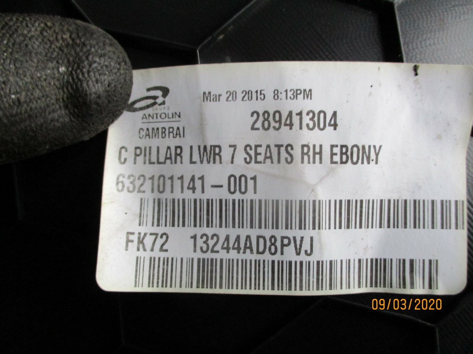 LAND ROVER DISCOVERY 2017 OS DRIVER SIDE C PILLAR TRIM COVER A073159 FK72-13245