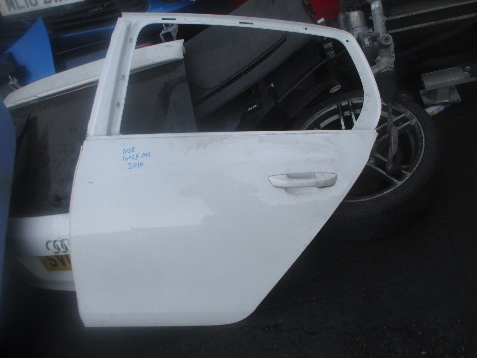 VW VOLKSWAGEN GOLF MK6 2010 HATCHBACK NSR PASSENGER SIDE REAR BARE DOOR WHITE