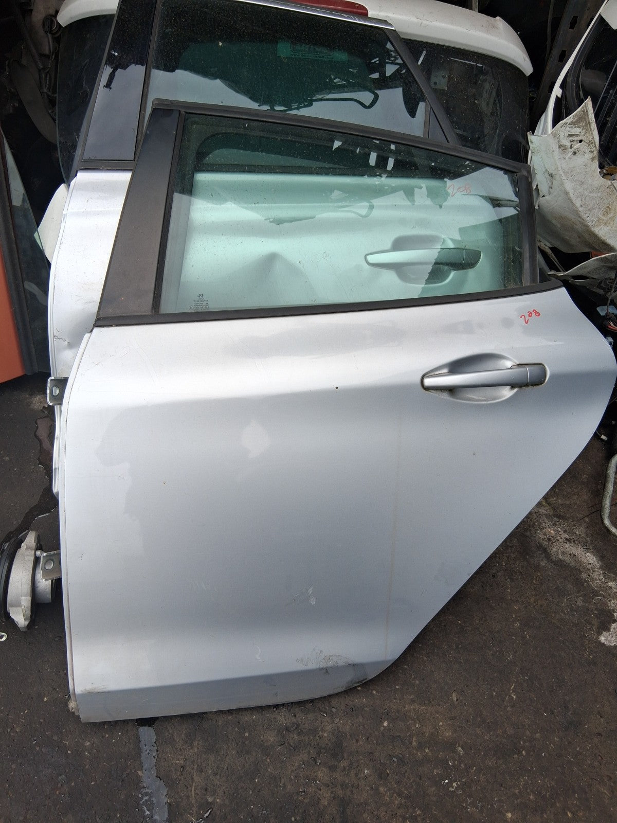 2012 PEUGEOT 208 NSR PASSENGER SIDE REAR LEFT COMPLETE DOOR SILVER