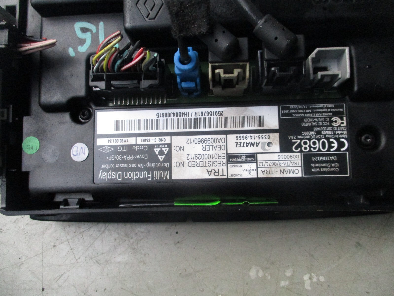 2014 RENAULT MEGANE DISPLAY SCREEN 0355-14-9666