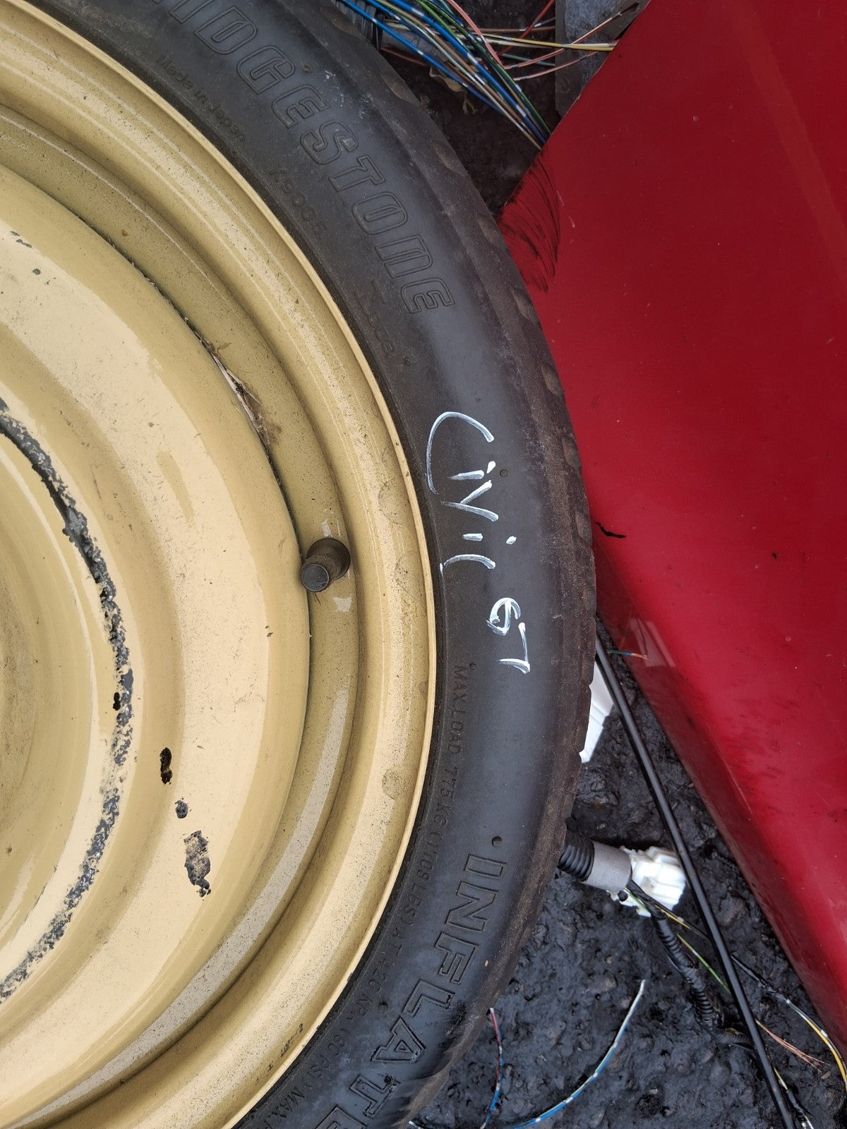2005 HONDA CIVIC MK7 15 INCH STEEL SPACE SAVER SPARE WHEEL WITH TYRE 135/70D15