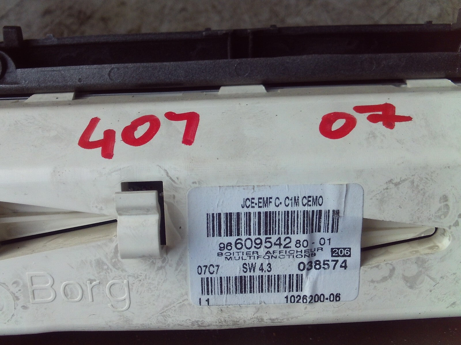 2007 PEUGEOT 407 DISPLAY UNIT 9660954280-01