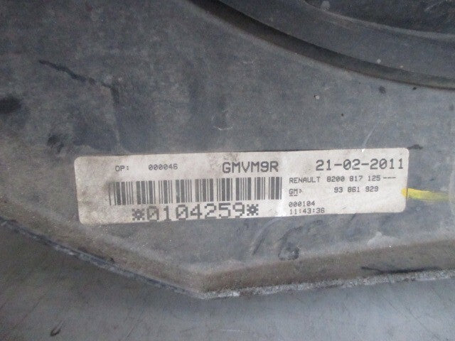 2012 VAUXHALL VIVARO FRONT RADIATOR COOLANT RAD FAN MOTOR 8200817125