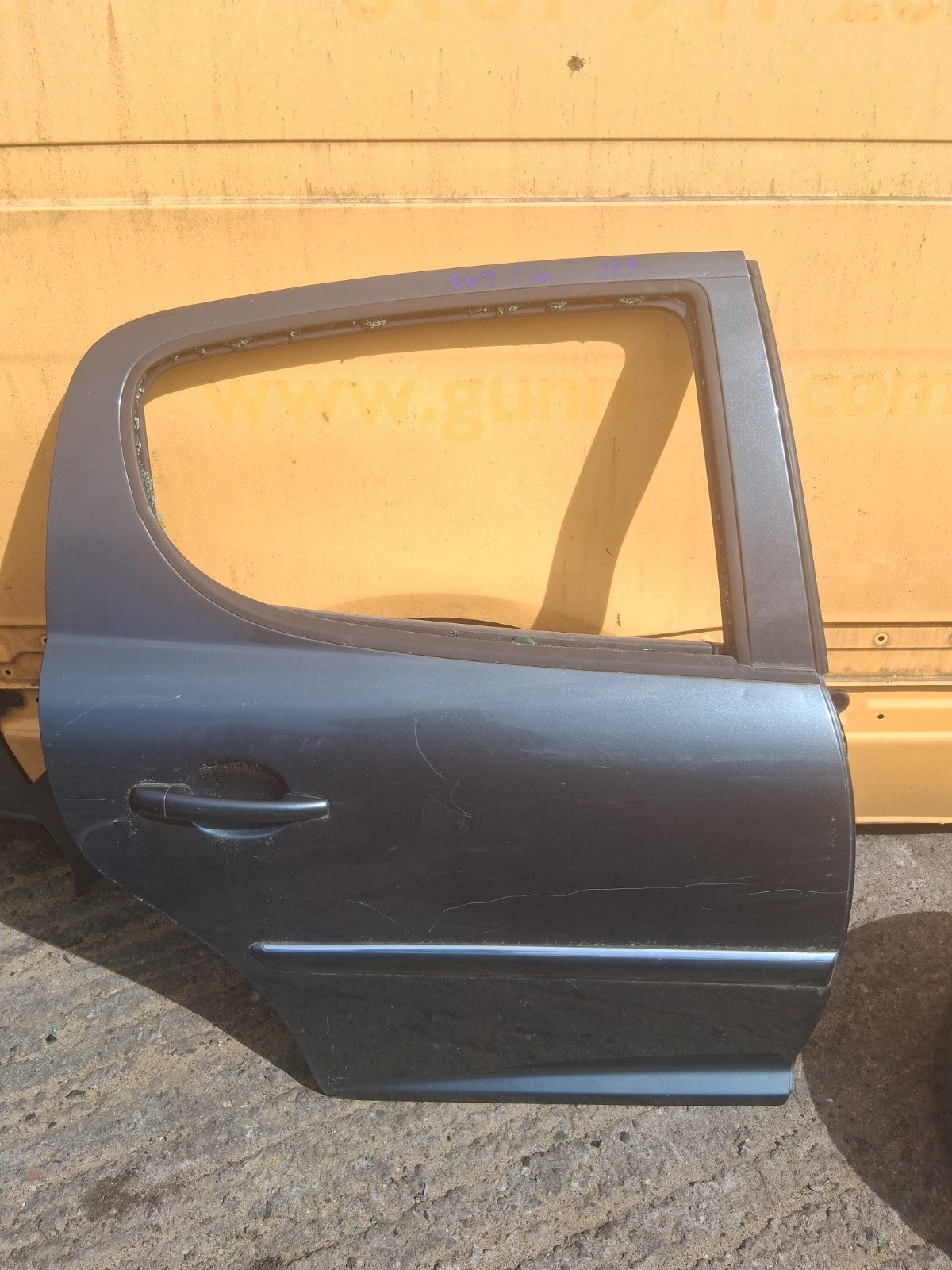 2010 PEUGEOT 207 HATCHBACK OSR DRIVER SIDE REAR DOOR GREY