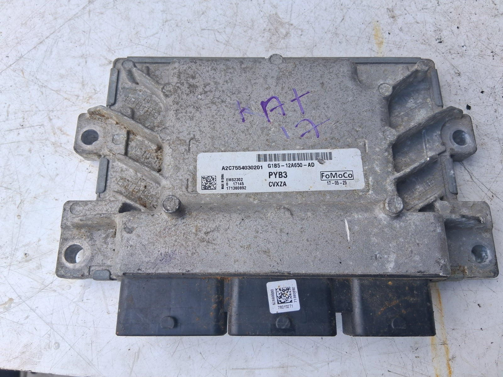 2017 FORD KA + PLUS ENGINE ECU CONTROL MODULE G1B512A650AD
