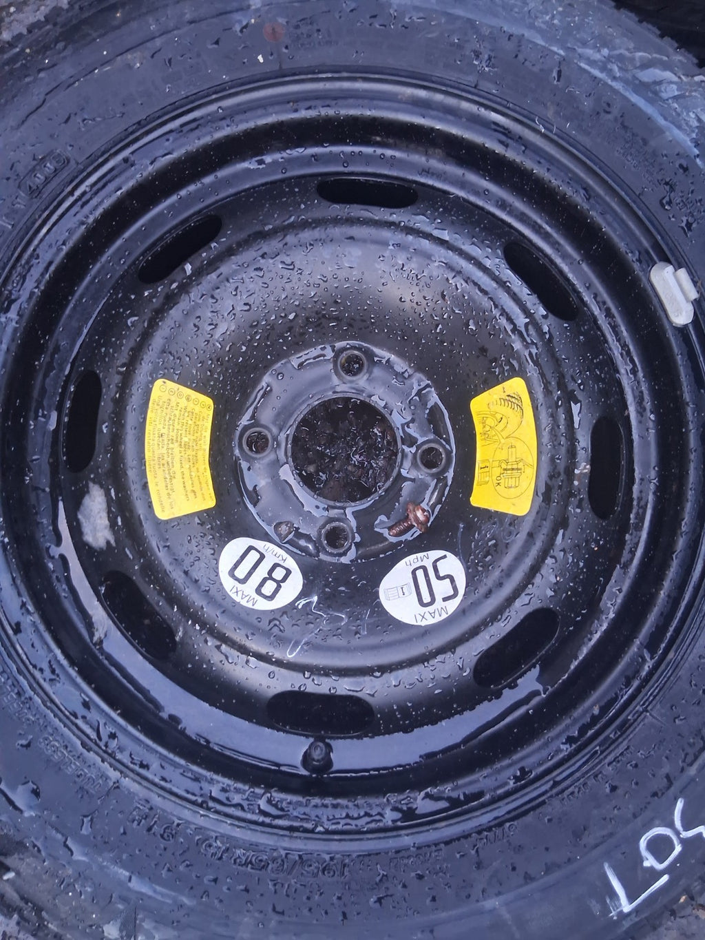 2006 PEUGEOT 307 15 INCH STEEL SPACE SAVER WHEEL WITH TYRE 195/65R15