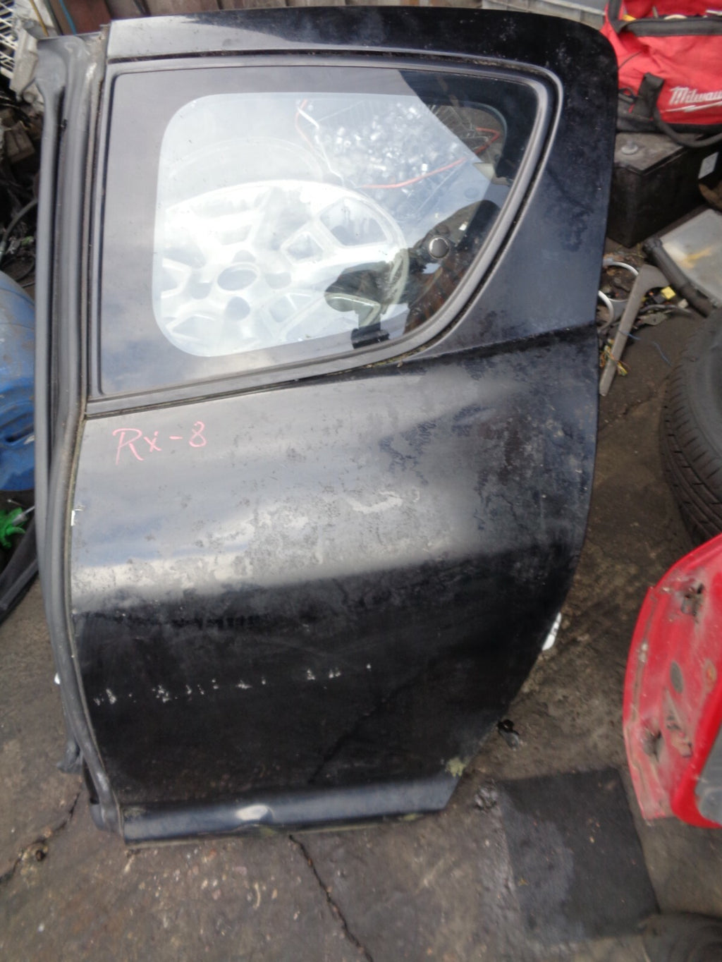 MAZDA RX-8 2007 N/S PASSENGER SIDE REAR DOOR BLACK COMPLETE DAMAGED