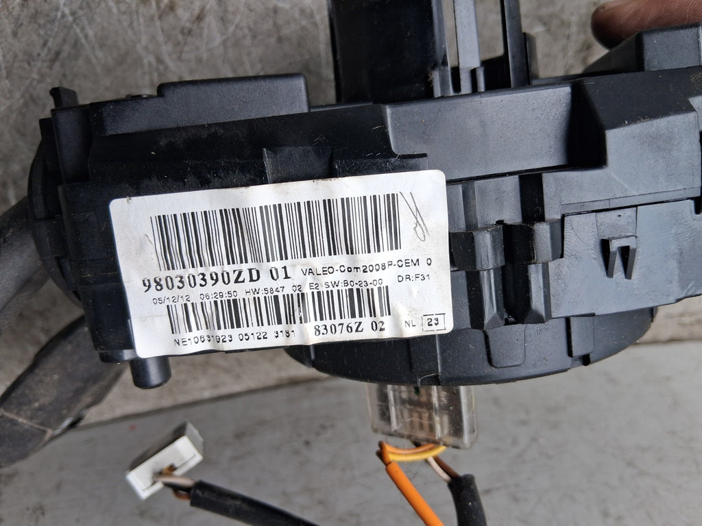 2012 PEUGEOT 208 INDICATOR WIPER COMBINATION SWITCH STALK SQUIB RING 98030390ZD