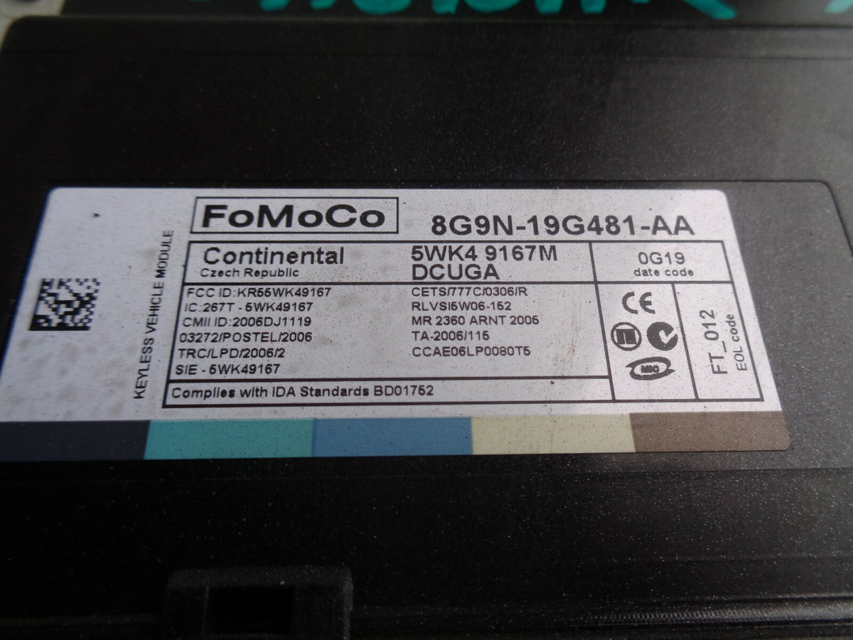 JAGUAR XF X250 3.0 D KEY LESS CONTROL UNIT 8G9N19G481AA