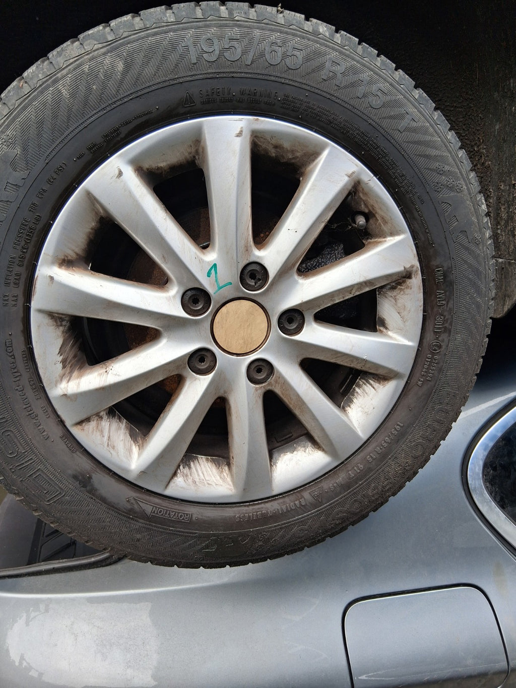 2007 VW VOLKSWAGEN GOLF MK5 15 INCH ALLOY WHEEL WITH TRYE 195/65R15
