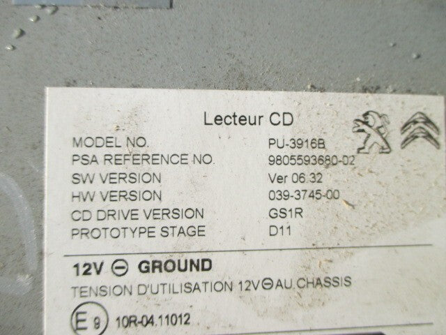 2016 CITROEN DS4 CD AUDIO RADIO SYSTEM 980559368002
